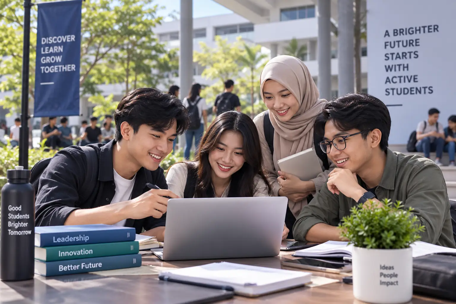 Mahasiswa berdiskusi dan bekerja sama mengembangkan keterampilan selama kegiatan kampus