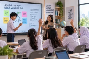 siswa aktif berdiskusi dan presentasi di depan kelas