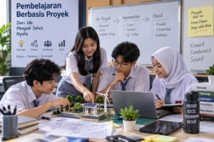 Siswa mengerjakan proyek bersama dalam kegiatan pembelajaran