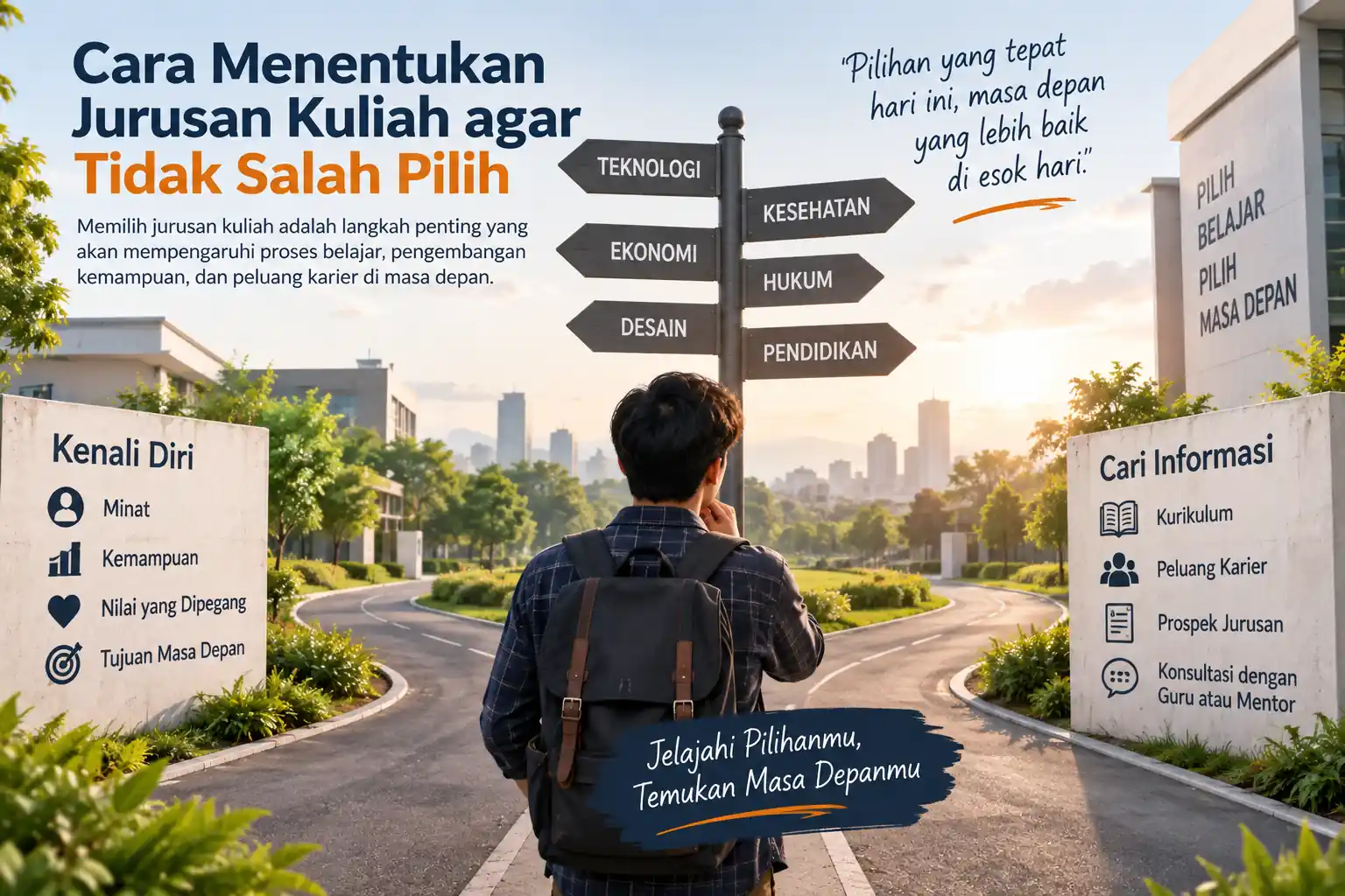mahasiswa mempertimbangkan pilihan jurusan kuliah berdasarkan minat dan kemampuan