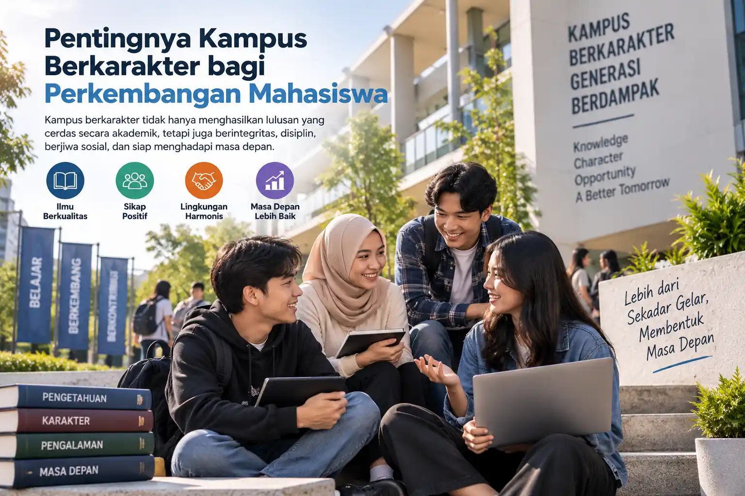 mahasiswa membangun karakter melalui kegiatan akademik dan interaksi di lingkungan kampus