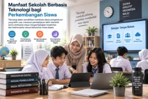 siswa belajar menggunakan teknologi digital di sekolah modern