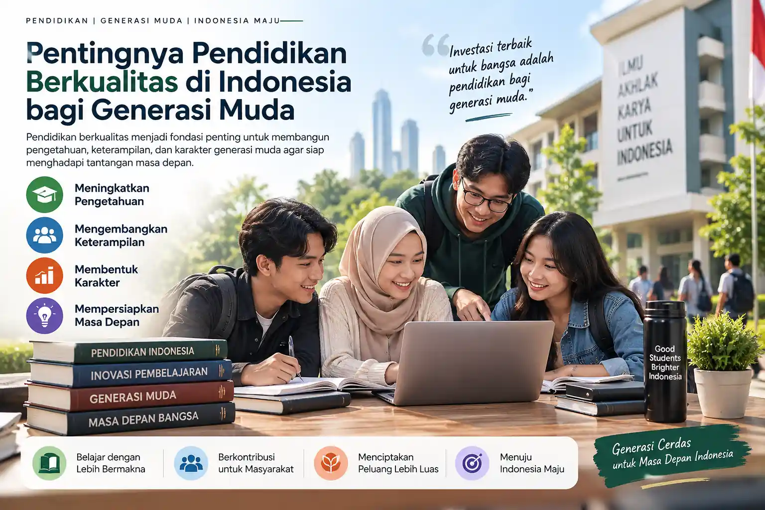 generasi muda Indonesia belajar bersama dalam lingkungan pendidikan berkualitas